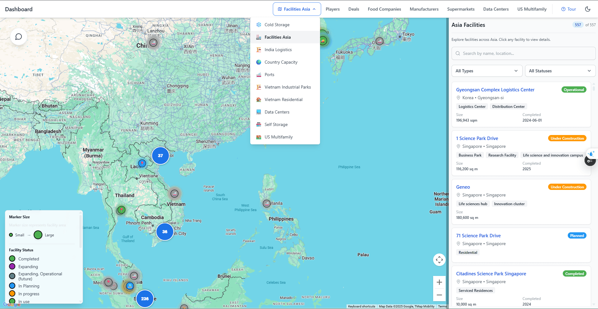 Global logistics and materials corridors across Asia
