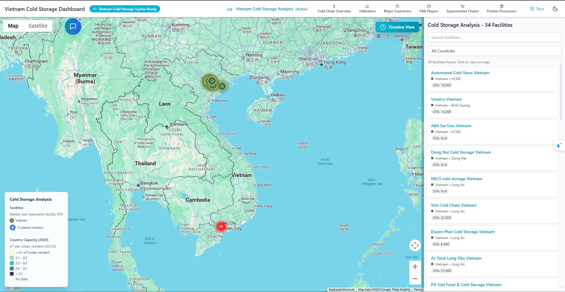 Vietnam cold storage market preview map